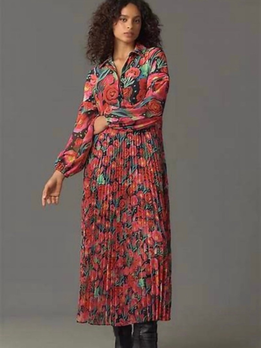 Farm Rio x Anthropologie  Long-Sleeve Maxi Dress Floral